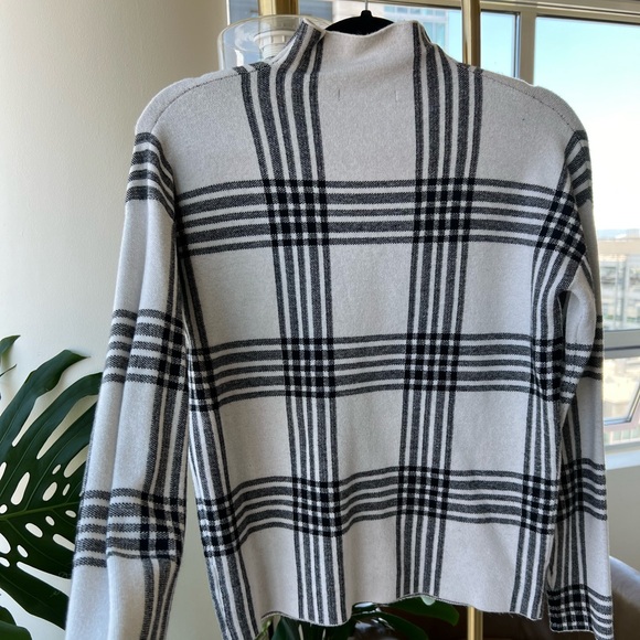 Black and white plaid mock neck sweater - Picture 3 of 3
